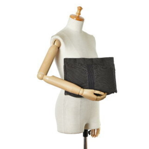 Hermes Yale Line Pouch MM Clutch Bag Shoulder Grey Canvas - Picture 9 of 9